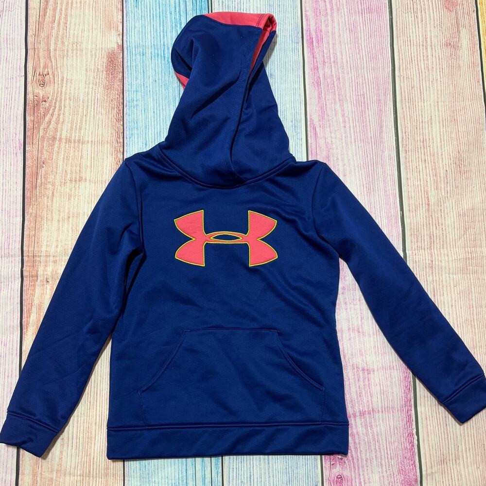 Under Armour Girls Youth Small (8) Blue & Pink Pullover Hoodie – VGUC